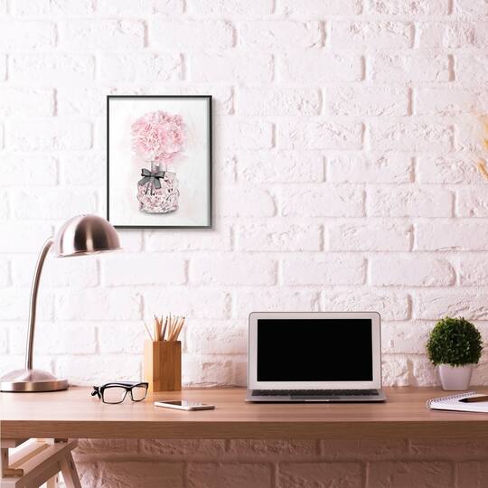 Stupell Industries Pink Flower Perfume Glam Fashion Design Framed Wall Art
